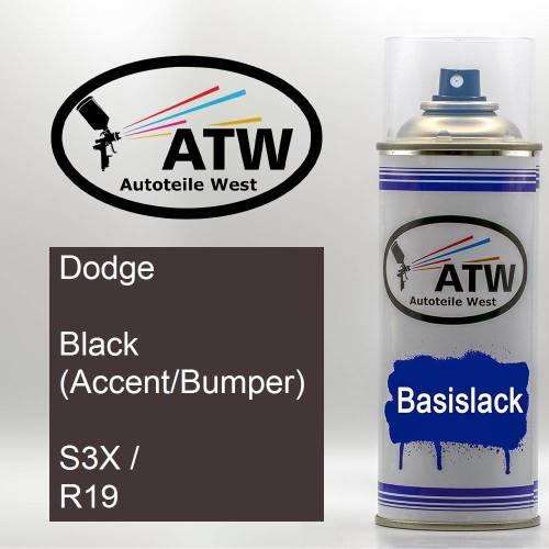 Dodge, Black (Accent/Bumper), S3X / R19: 400ml Sprühdose, von ATW Autoteile West.